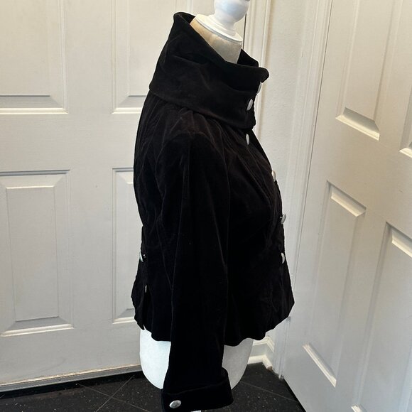Michael Kors Women’s Military Style Black Velvet Waist Jacket w/ Pockets Size PM - Picture 6 of 13